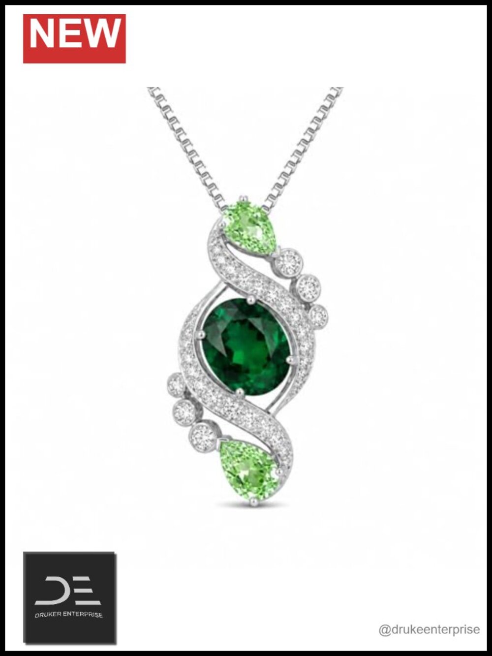 Handmade Natural Birthstone White Gold Plated Copper Pendant Necklace